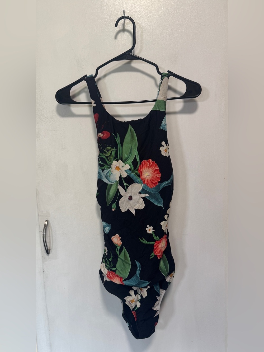Jantzen Black One-Piece Swimsuit with Floral Accents